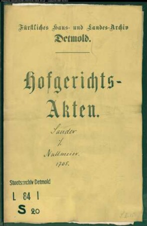 Sander im Klüt gegen Jobst Nullmeier in Hiddesen - Schuldforderung