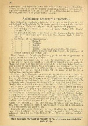 Zollpflichtige Sendungen (eingehende)