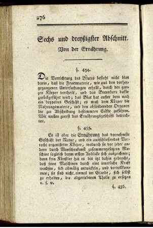 Sechs und dreyßigster Abschnitt. Von der Ernährung.