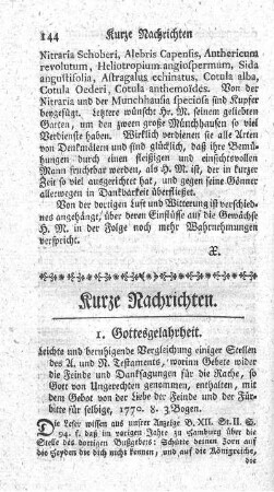 Leichte und beruhigende Vergleichung einiger Stellen des A. und N. Testaments, worinn Gebete wider dei Feinde und Danksagungen für die Rache, so Gott von Ungerechten genommen, enthalten, mit dem Gebot von der Liebe der Feinde und der Fürbitte für selbige.