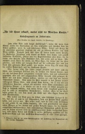 "Ihr seid theuer erkauft, werdet nicht der Menschen Knechte" : Entlassungsworte an Abiturienten