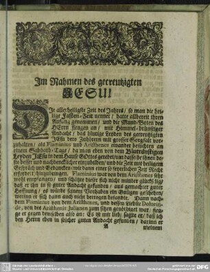 Im Nahmen des gecreutzigten Jesu!