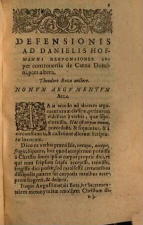 Responsionis ad Danielis Hofmanni quaestiones ... de caena Domini