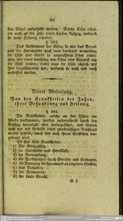 Vierte Abtheilung. Von den Krankheiten des Fußes, ihrer Behandlung und Heilung