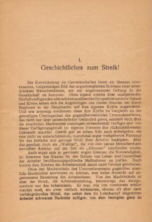 I. Geschichtliches zum Streik!