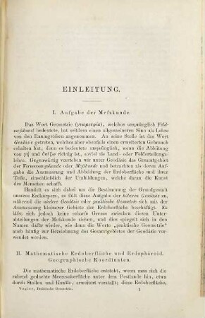Lehrbuch der praktischen Geometrie, 1. Vorstudien und Feldmessen