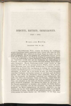 Berichte, Kritiken, Erörterungen. 1843 - 1845.