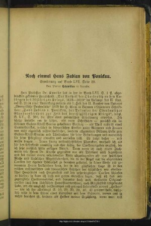 Noch einmal Hans Fabian von Ponickau : Erwiderung auf Band LVI. Seite 20