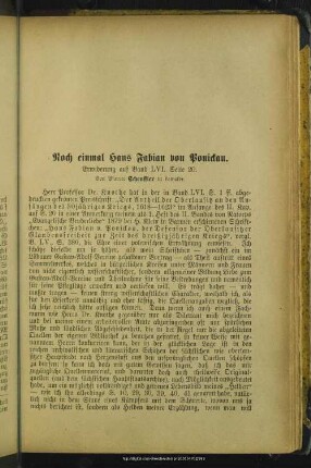 Noch einmal Hans Fabian von Ponickau : Erwiderung auf Band LVI. Seite 20