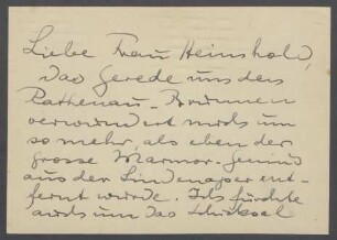 Brief von Georg Kolbe an Grete Heimholt