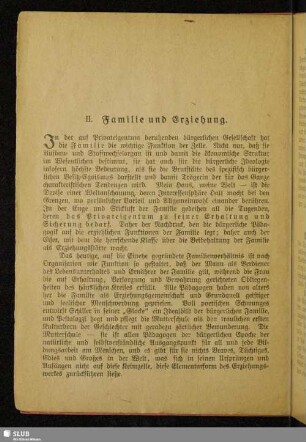II. Familie und Erziehung