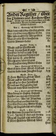 Ander Register/ über die Psalmen und Kirchen-Gesänge [...]