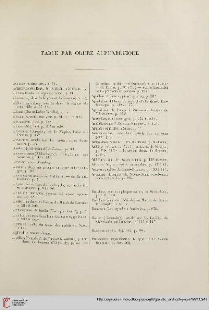 Table par ordre alphabétique