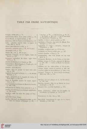Table par ordre alphabétique
