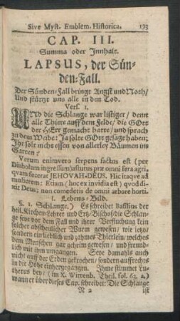 Cap. III. Lapsus, der Sünden-Fall