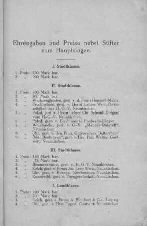 Ehrengaben und Preise nebst Stifter zum