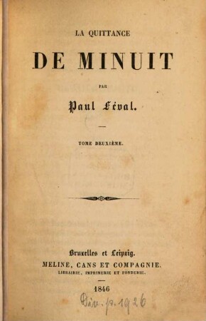 La quittance de minuit : Par Paul Féval, 2