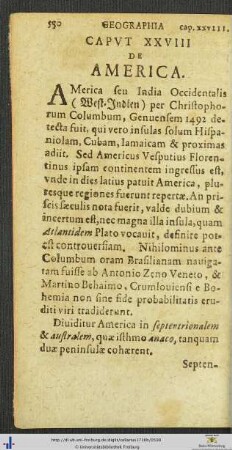 Caput XXVIII De America