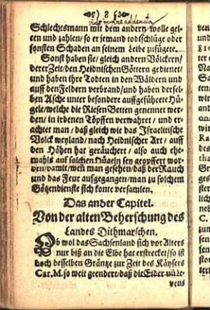 Das ander Capitel. Von der alten Beherschung des Landes Dithmarschen.