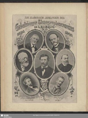 Zur 50jährigen Jubelfeier des Gabelberger Stenographenvereins in Leipzig. 1846. 1896