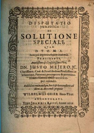Disp. iur. de solutione speciali