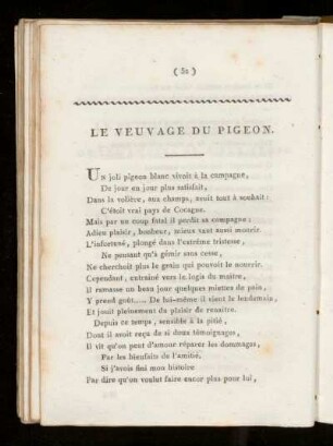 Le veuvage du pigeon.