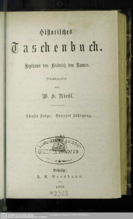 5.F.9.1879: Historisches Taschenbuch