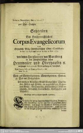 Hoch- und Hochwohlgebohrne, Hochedelgebohrne, Gestrenge, Vest und Hochgelahrte, ...