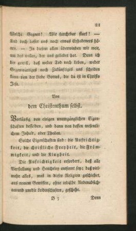 Von dem Christenthum selbst