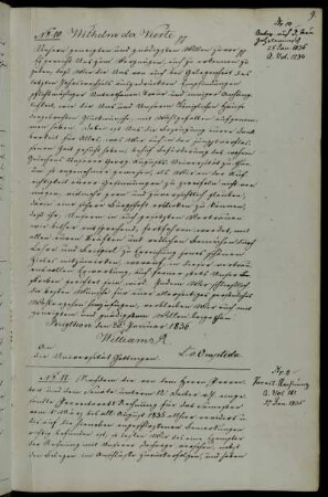 Gnadenbekundung des Königs anlässlich der Neujahresglückwünsche der Universität.