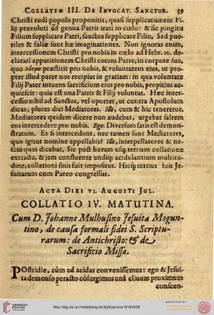 IV. De causa formali fidei S. Scriptura