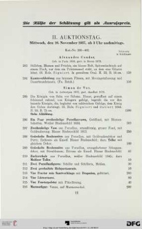 II. Auktionstag: Mittwoch, den 10. November 1937, ab 3 Uhr nachmittags (Nr. 203-402)