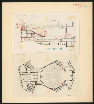 Albert-Schumann-Theater, Frankfurt am Main: Grundriss und Längsschnitt
