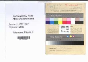 Entnazifizierung Friedrich Niemann , geb. 02.02.1893 (Zollbeamter)