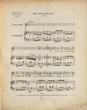 Wiener-Lieder : d. Wiener Liedersängerin Antonia Mannsfeld, genannt die Wiener Theresa, 5. Ein eigener Zauber. - 3 S., 1 Bl. - Pl.-Nr. 13.925