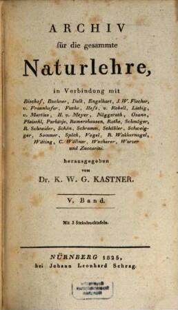 Archiv für die gesammte Naturlehre. 5 (1825)