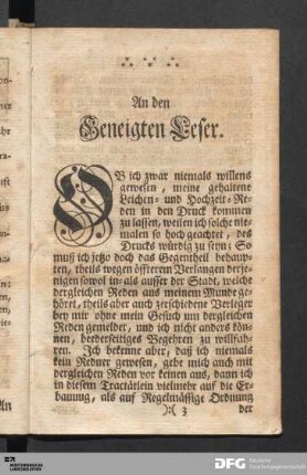 An den Geneigten Leser...