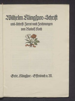 Wilhelm Klingspor-Schrift und Schrift-Zierat