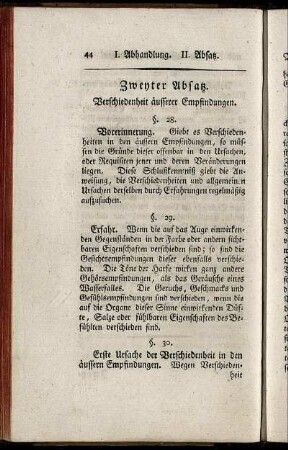 Zweyter Absatz. Verschiedenheit äusserer Empfindungen.