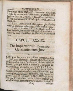 Caput. XXXIIX. De Imperatorum Romano-Germanicorum Jure.