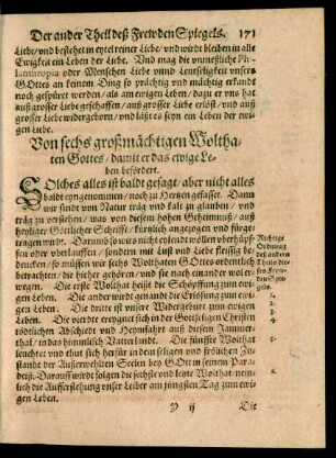 Von sechs großmächtigen Wolthaten Gottes/ damit er das ewige Leben befördert.