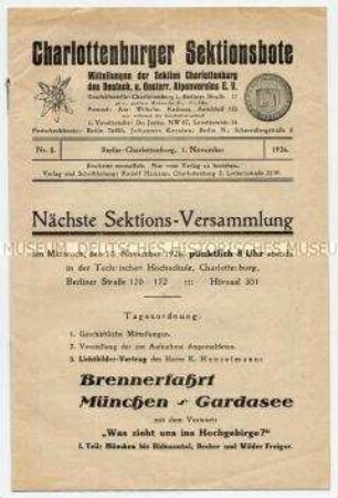 Mitteilungsblatt der Sektion Charlottenburg des Deutschen und Österreichischen Alpenvereins