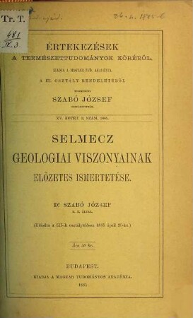 Értekezések a természettudományok köréből. 15. 1885/86, Sz. 3 - 19