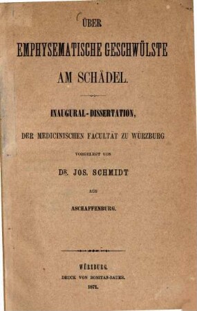 Über emphysematische Geschwülste am Schädel