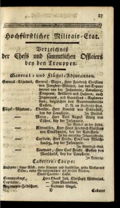Hochfürstlicher Militair-Etat
