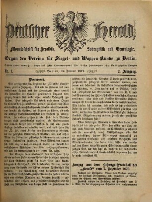 Der deutsche Herold : Zeitschrift für Wappen-, Siegel- u. Familienkunde. 2. 1871