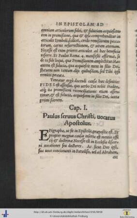 In epistolam ad Rom. Cap. I.