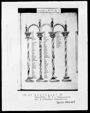 Evangeliar — ---, Folio 9rectoKanontafel