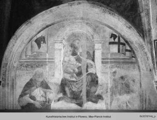 Ausmalung : Erstes Obergeschoss (ins Erdgeschoss eingezogenes Zwischengeschoss) : Thronende Madonna mit Heiligem Alberto und Seligem Pietro Gargalini