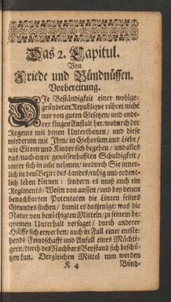 Das 2. Capitul. Von Friede und Bündnüssen.